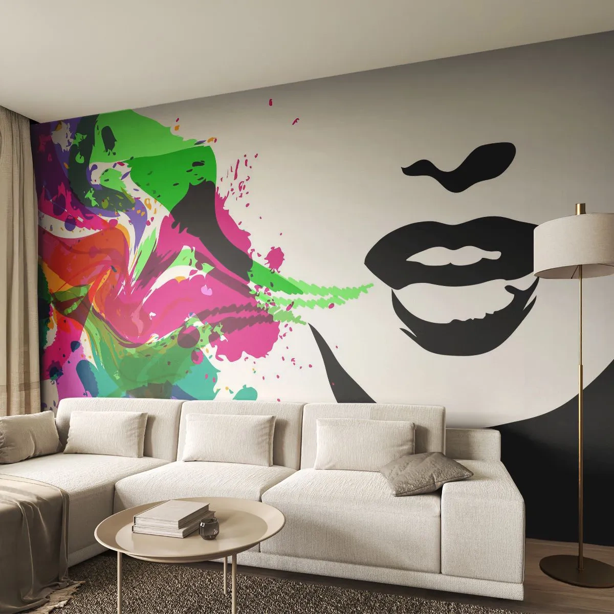 Self-Adhesive Photo Wallpaper Deluxe Sticker - Tale in Colours of a Rainbow - Abstraction, Mouth, Colorful Graphics - 250x175 cm