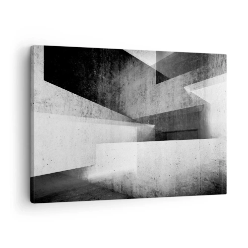 Canvas picture - Geometric shapes in a monochromatic composition - 70x50cm - Structure of Space - Modern wall decoration for the living room and bedroom ARTTOR