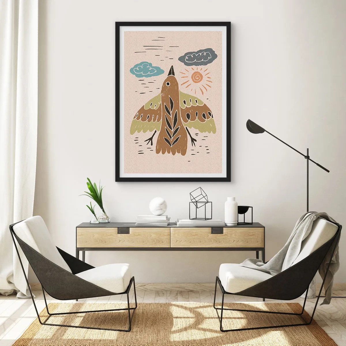 Poster in black frame - Joyful Flight - 40x50 cm