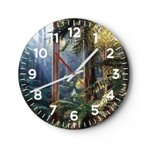 Wall clock - Clock on glass - Tale of a Forest - 30x30 cm