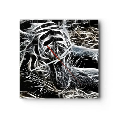 Wall clock - Clock on glass - Study in Lightness of Cats - 40x40 cm