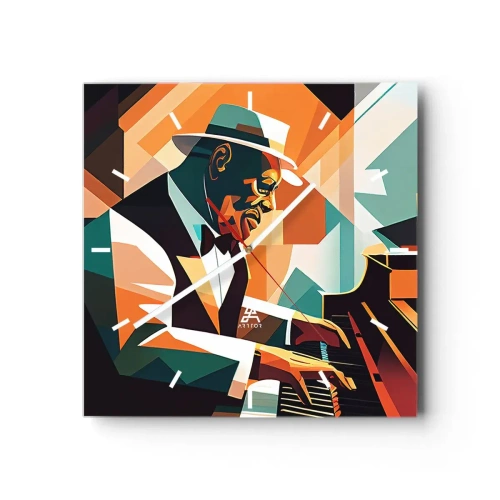 Wall clock - Clock on glass - All that Jazz - 40x40 cm