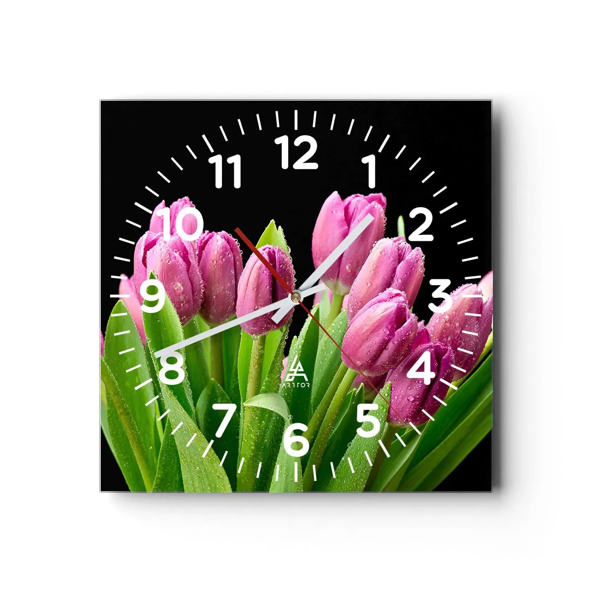 Wall clock - Clock on glass - Lilac Joy of Spring - 30x30 cm
