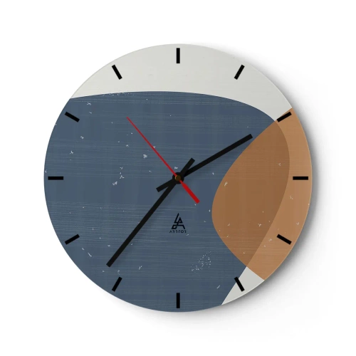 Wall clock - Clock on glass - Ovals and Intersections - 40x40 cm