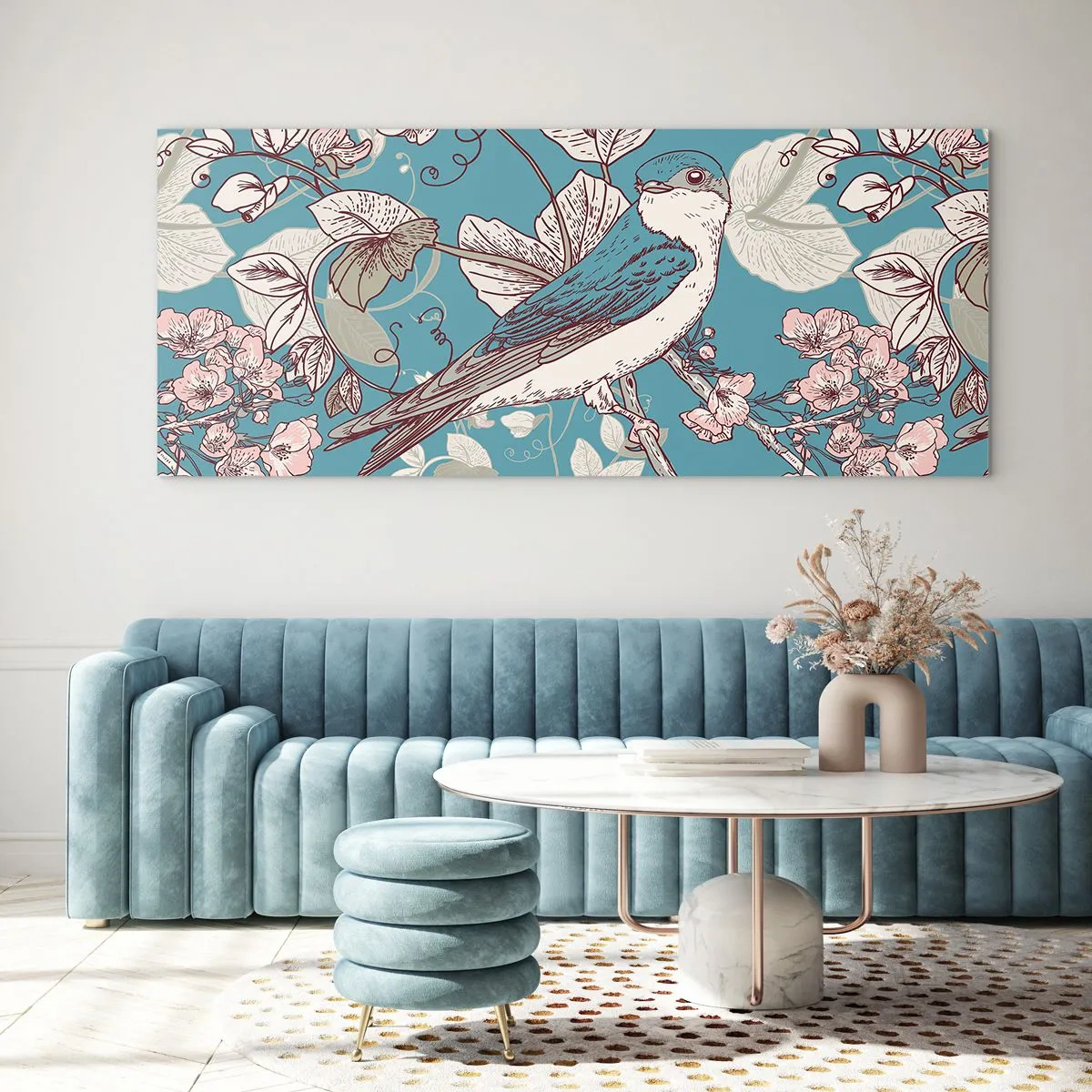 Glass picture - In the Whitewood Chirps and Silvery - 120x50 cm