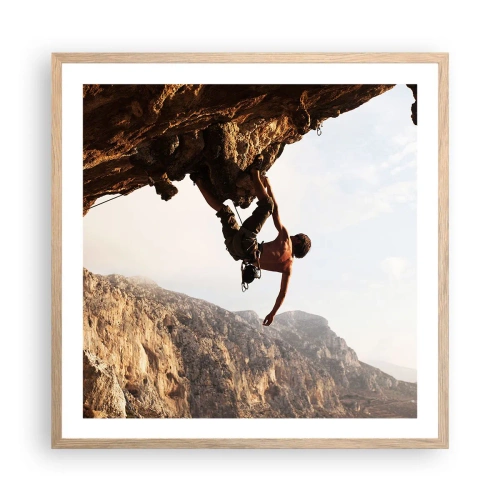Poster in light oak frame - The Whole World on a Sharp Cliff - 60x60 cm