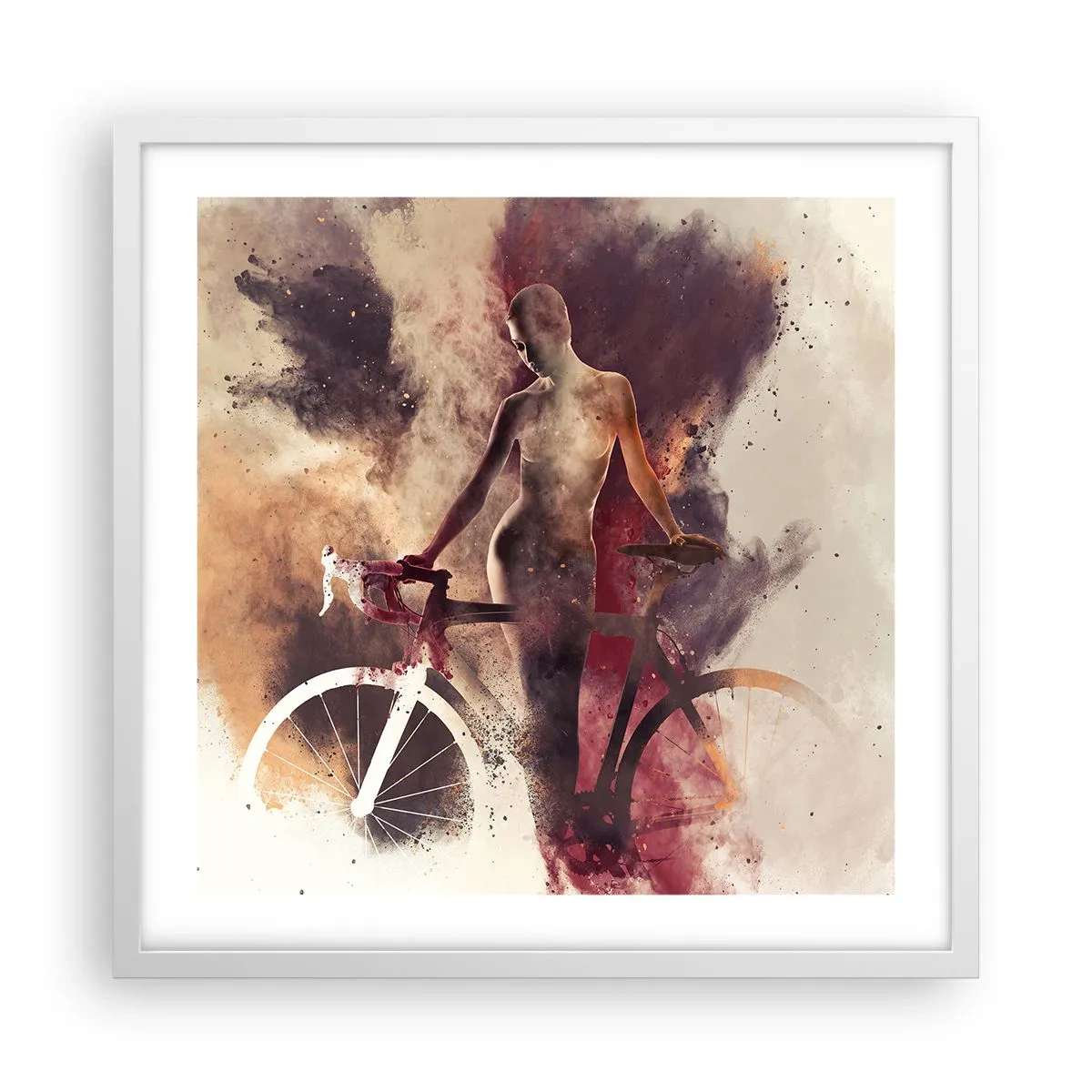 Poster in white frmae - Marble Sculpted Biker's Soul - 50x50 cm
