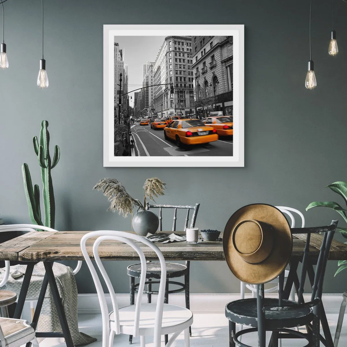 Poster in white frmae - Suns of a Big City - 40x40 cm