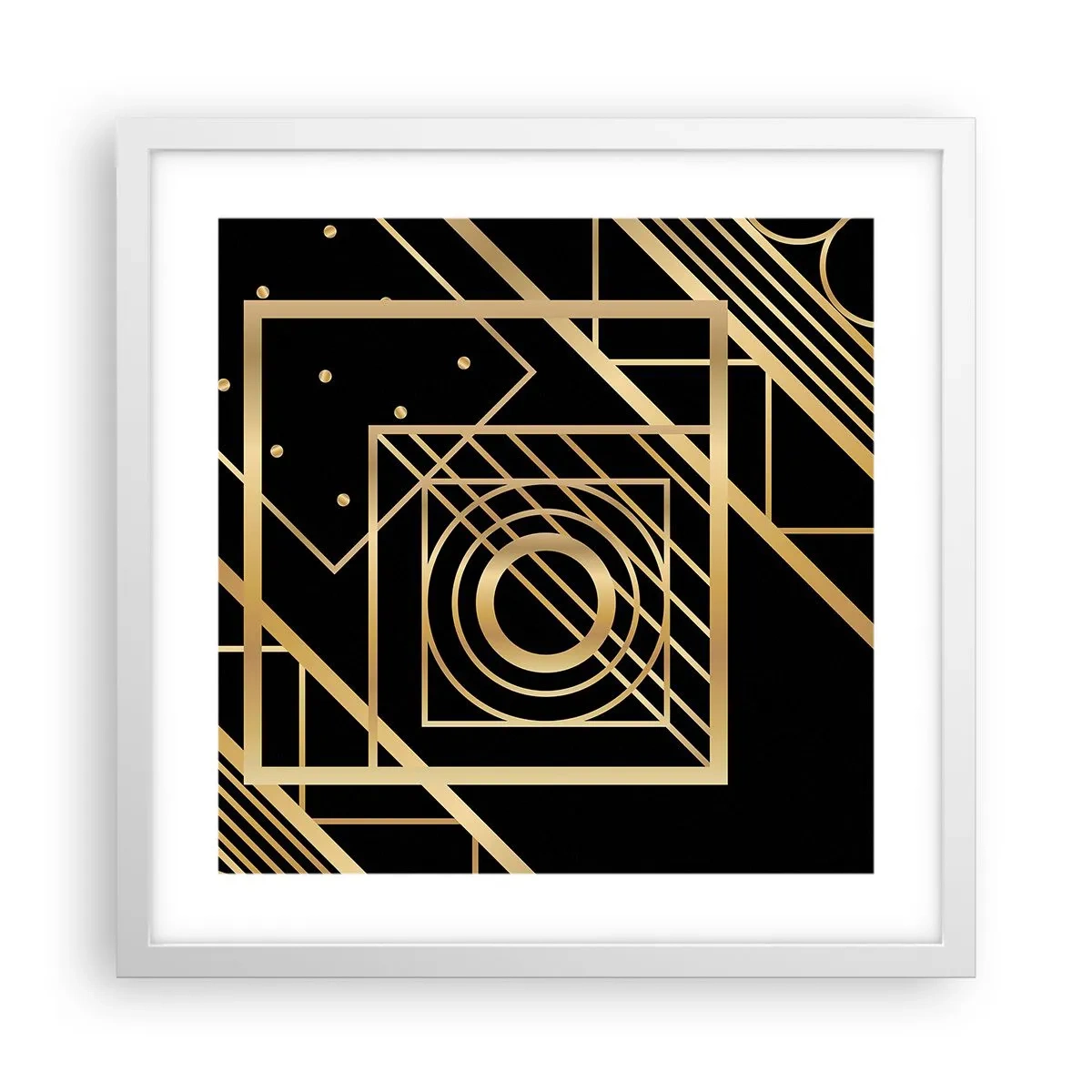Poster in white frmae - Golden Geometry - 40x40 cm