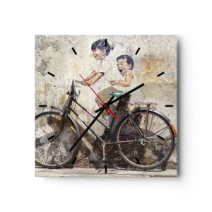 Wall clock - Clock on glass - True or False? - 40x40 cm