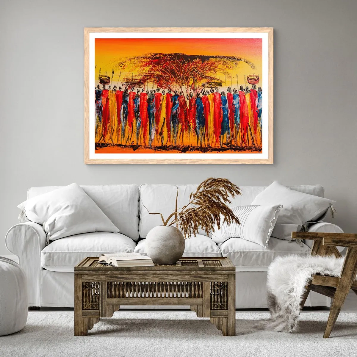 Poster in light oak frame - Marching in the Rhythm of Tam-tam - 40x30 cm