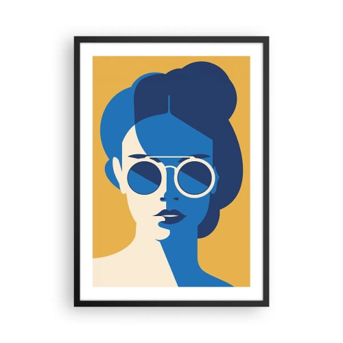 Poster in black frame - Abstract portrait of a woman wearing sunglasses - 50x70cm - Holiday Look - Modern wall decoration for the living room and bedroom ARTTOR