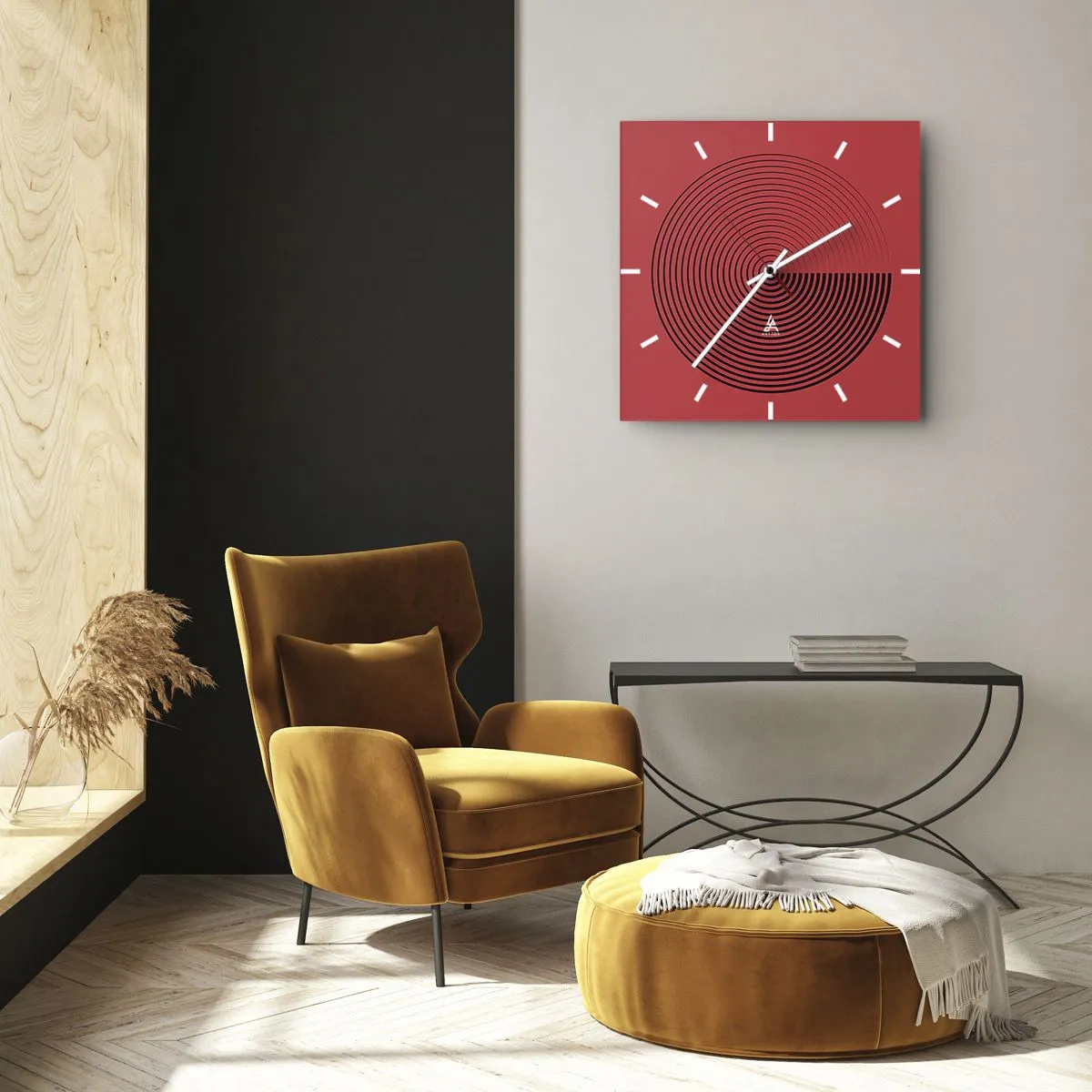 Wall clock - Clock on glass - Circular Movement - 30x30 cm