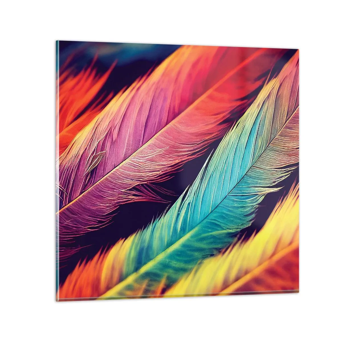 Glass picture - Feathered Rainbow - 70x70 cm
