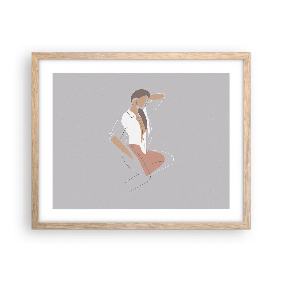 Poster in light oak frame - Outline of Charm - 50x40 cm