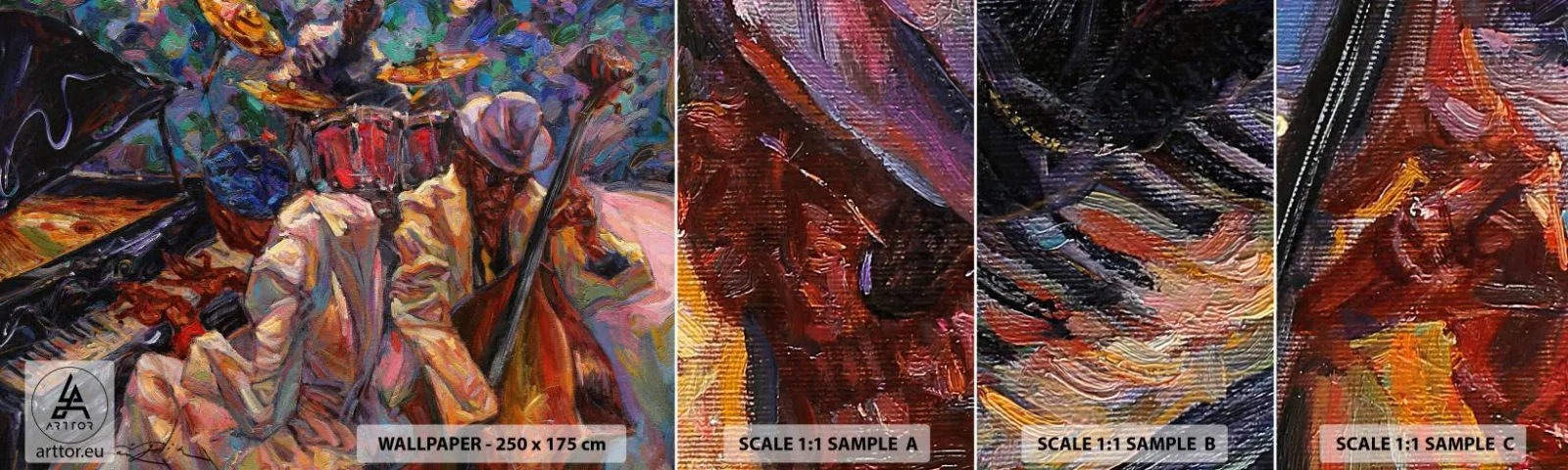 Photo Wallpaper Sample Standard Eco - In the Same Rhythm - Music, Jazz, Double bass - 100x30 cm