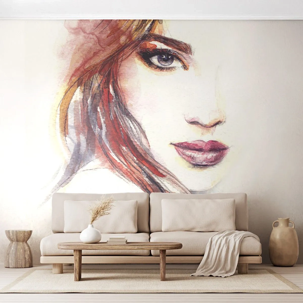 Photo Wallpaper Premium Canvas - Vademecum -Follow Me - Woman, Portrait of a Woman, Beautiful face - 350x256 cm