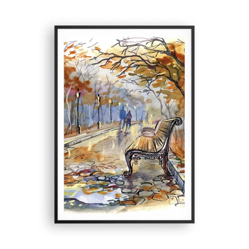 Poster in black frame - Walking together into Autumn - 70x100 cm