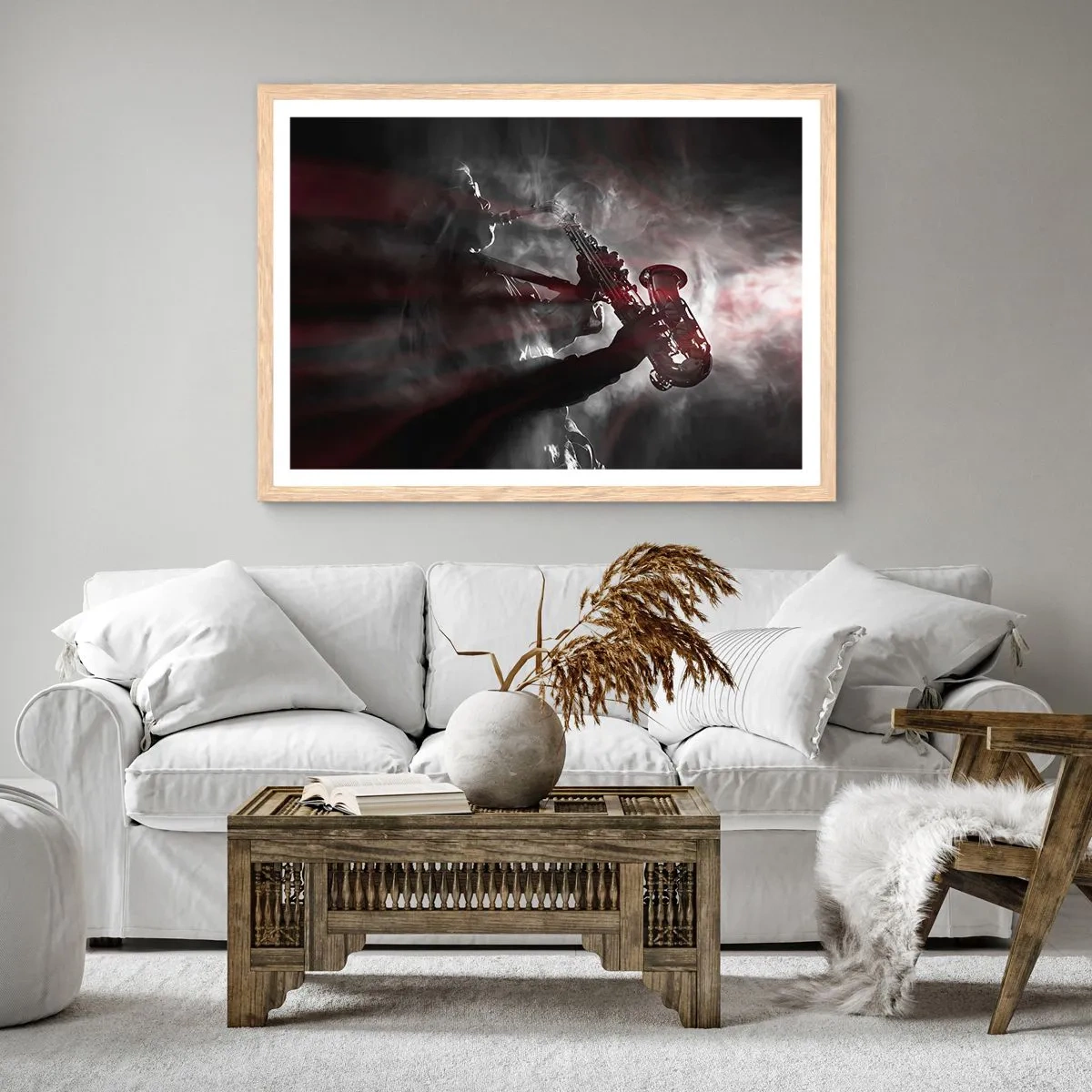 Poster in light oak frame - Lost in the Fog of Jazz - 50x40 cm