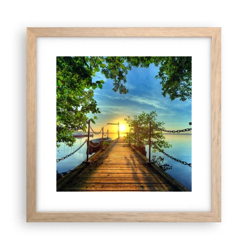 Poster in light oak frame - Sunset by the Water - 30x30 cm
