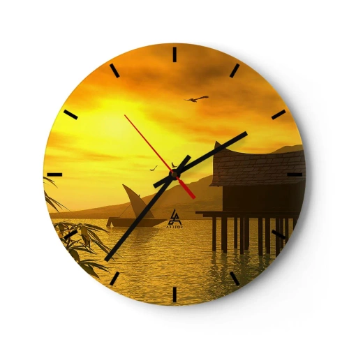 Wall clock - Clock on glass - Long-Awaited Peace - 40x40 cm