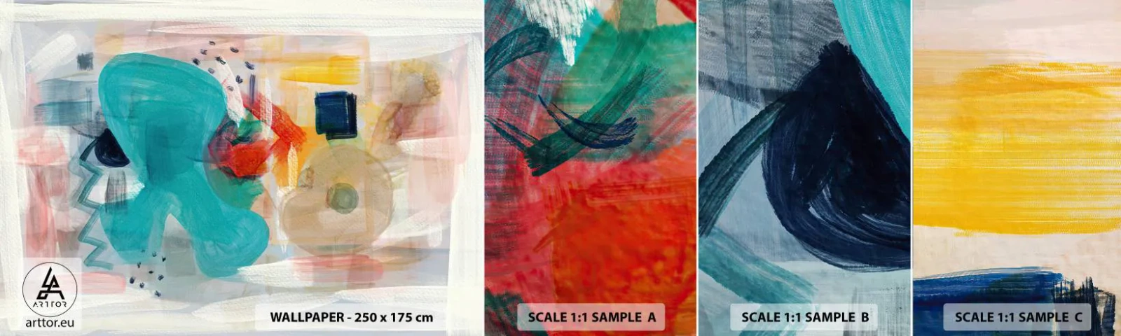 Photo Wallpaper Sample Self-Adhesive Deluxe Sticker - Colourful Game - Abstraction, Paints, Piece - 100x30 cm