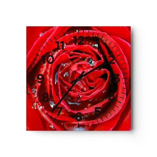Wall clock - Clock on glass - In Dew Drops - 30x30 cm