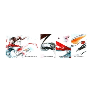 Photo Wallpaper Sample Self-Adhesive Deluxe Sticker - I Can't Hear the Music - Woman, Telephone, Fashion - 100x30 cm