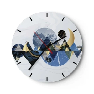 Wall clock - Clock on glass - Geometrical Landscape - 40x40 cm