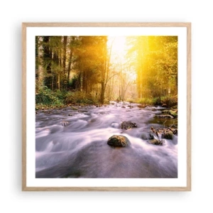 Poster in light oak frame - Malachite in Silver and Gold Setting - 60x60 cm