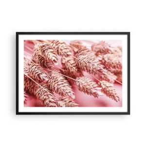 Poster in black frame - Flowery Cascade in Pink - 70x50 cm