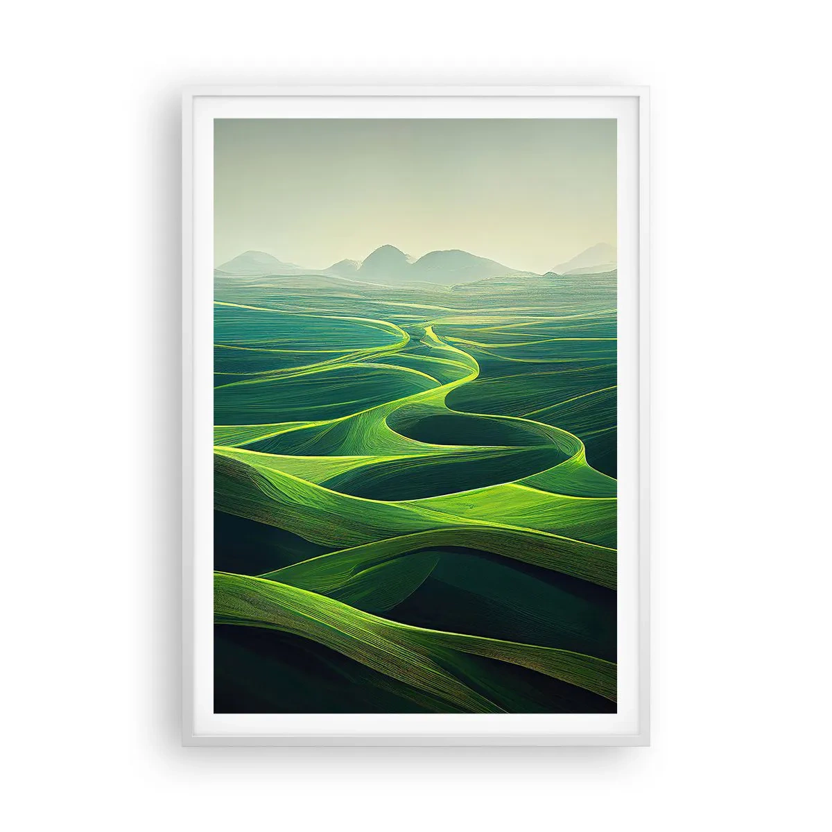 Poster in white frmae - In Green Valleys - 70x100 cm