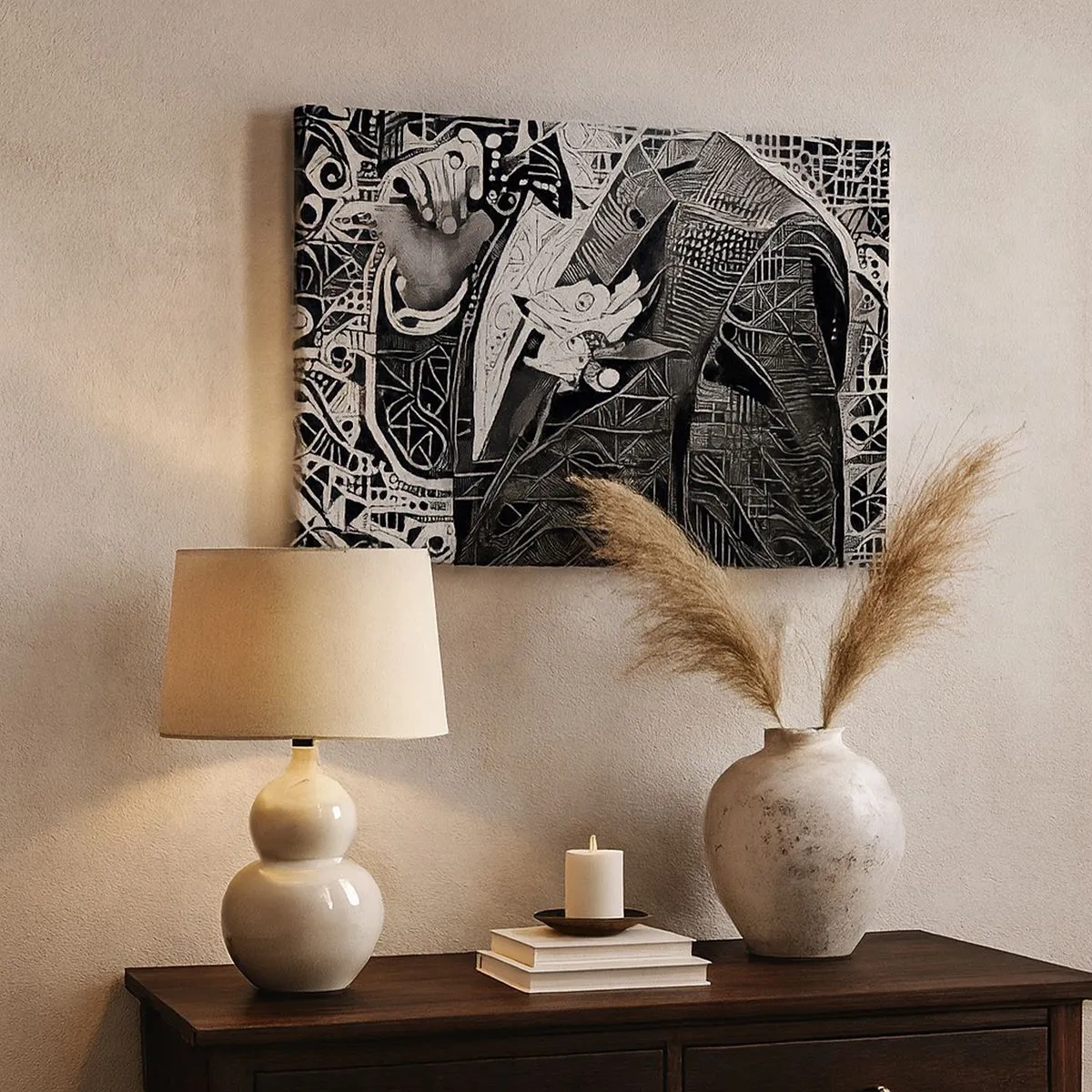 Canvas picture - Elegant abstraction of a man in a suit in black and white - 70x50cm - Elegant in Grey - Modern wall decoration for the living room and bedroom ARTTOR