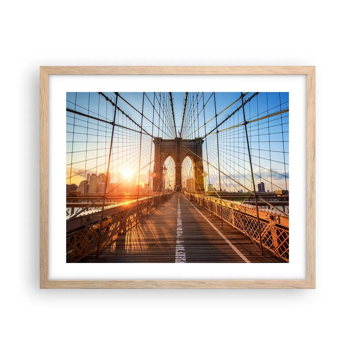 Poster in light oak frame - On a Golden Bridge - 50x40 cm