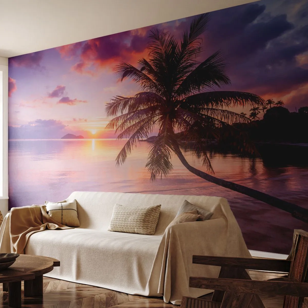 Self-Adhesive Photo Wallpaper Deluxe Sticker - Bliss up to the Horizon - Landscape, Coconut Palm, Sea - 250x175 cm