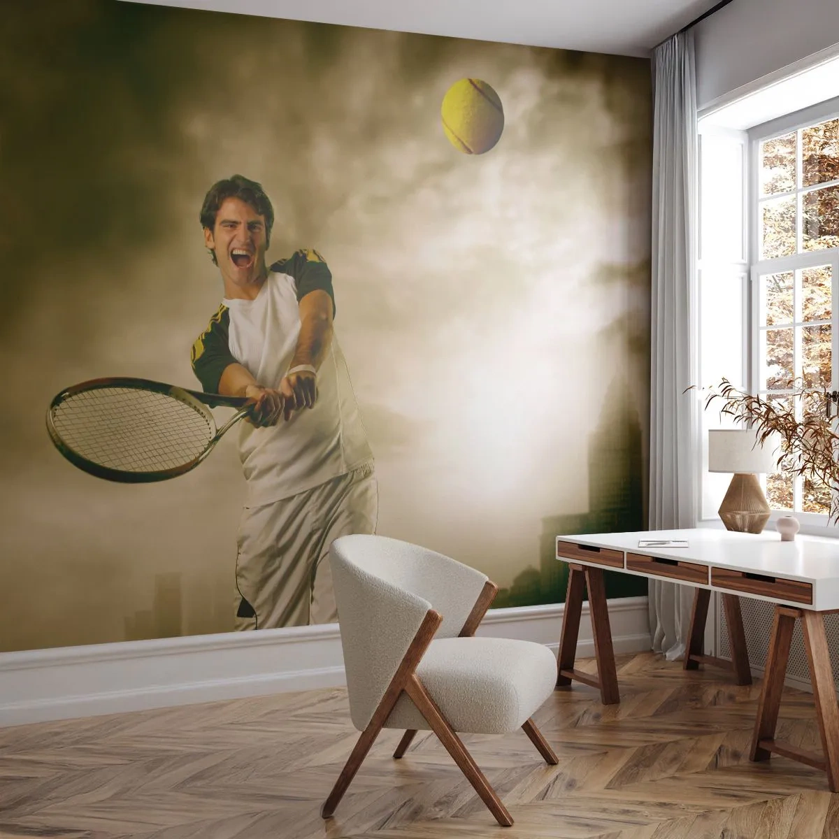 Photo Wallpaper Premium Sand - Energy And Joy - Sport, Tennis, Tennis player - 100x70 cm