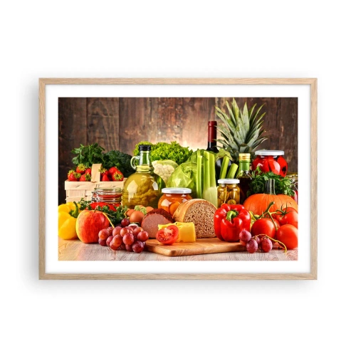 Poster in light oak frame - Smoked, Baked, Marinated - 70x50 cm