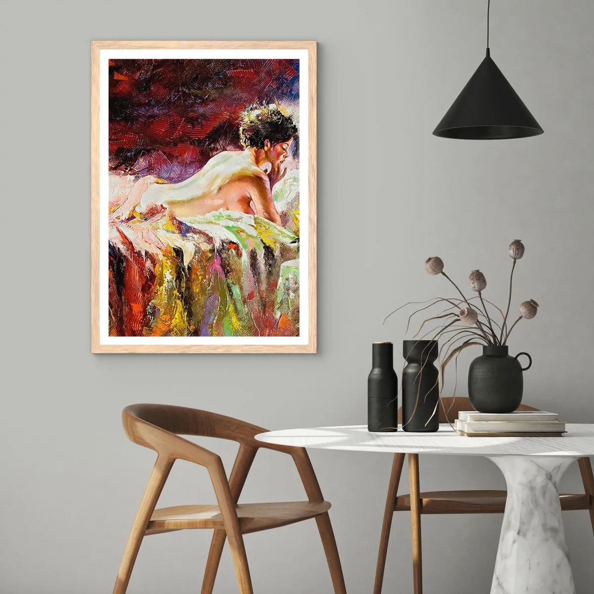 Poster in light oak frame - Thoughtful Venus - 40x50 cm