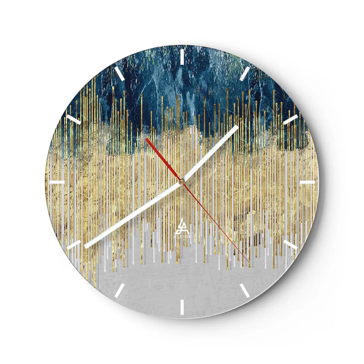 Wall clock - Clock on glass - Glided Border - 40x40 cm