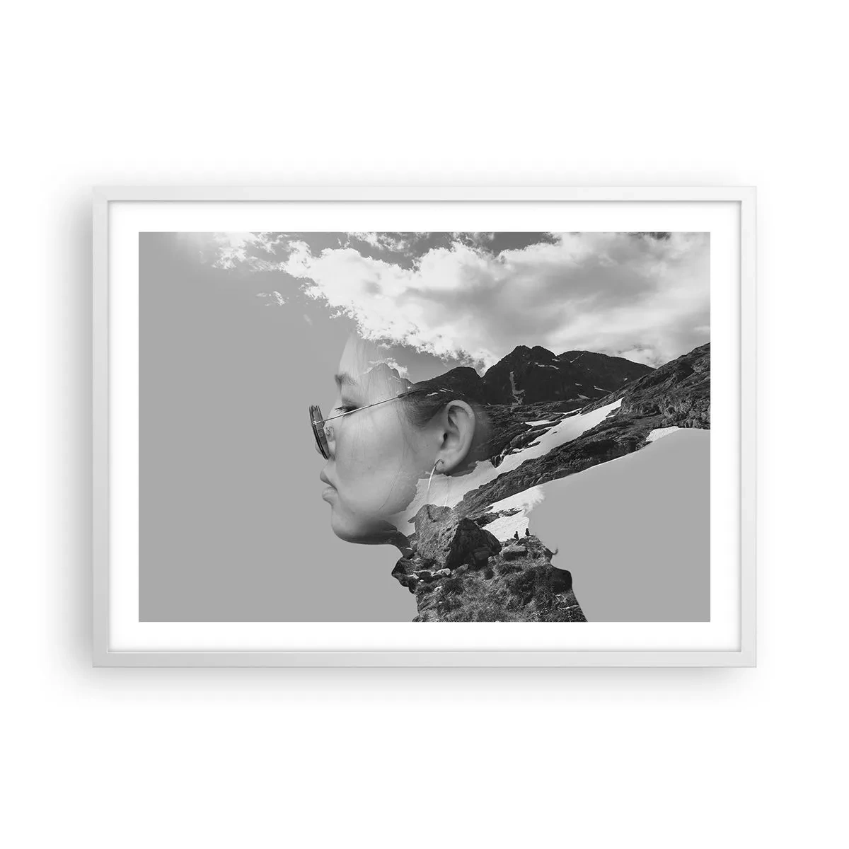 Poster in white frmae - Cloudy Portrait - 70x50 cm