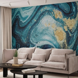 Self-Adhesive Photo Wallpaper Deluxe Sticker - Blue Whirl - Abstraction, Piece, Modern Pattern - 500x350 cm