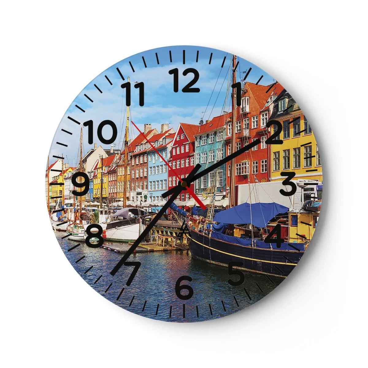Wall clock - Clock on glass - Joyful Coast - 40x40 cm