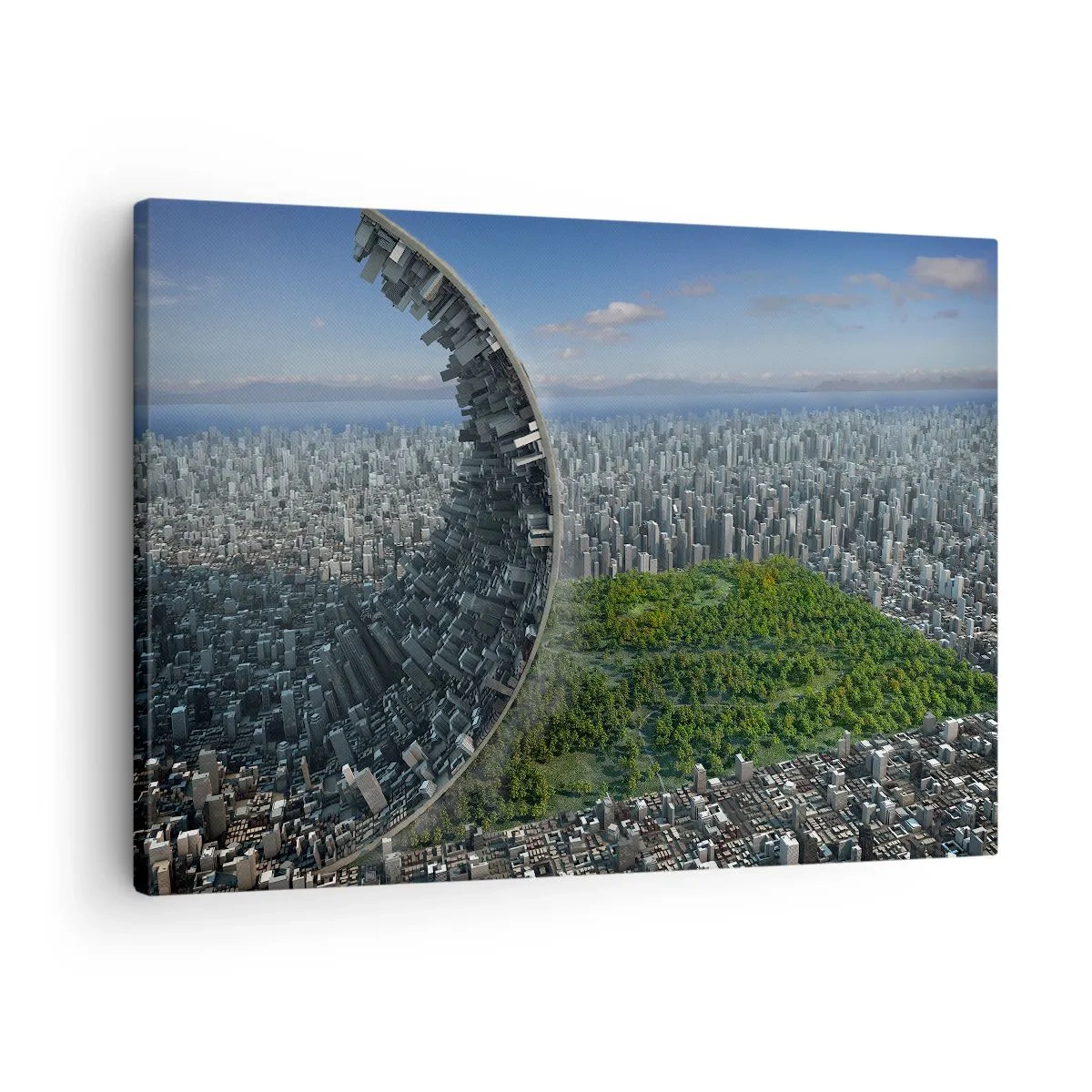 Canvas picture - A dynamic city with a surreal twist - 70x50cm - Nature Is Eternal - Modern wall decoration for the living room and bedroom ARTTOR