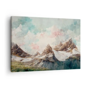 Canvas picture - Picturesque mountains with pastel skies - 70x50cm - Rocky Blades - Modern wall decoration for the living room and bedroom ARTTOR