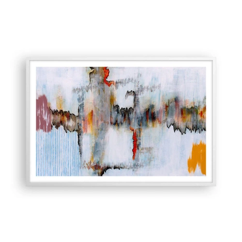 Poster in white frmae - With a Stick on Water - 91x61 cm