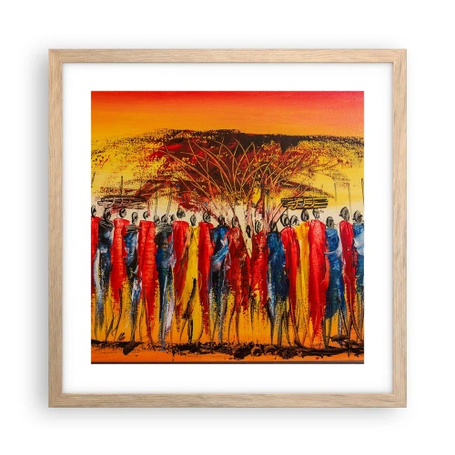 Poster in light oak frame - Marching in the Rhythm of Tam-tam - 40x40 cm