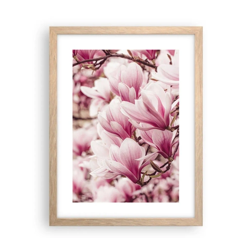 Poster in light oak frame - Spring is Pink - 30x40 cm