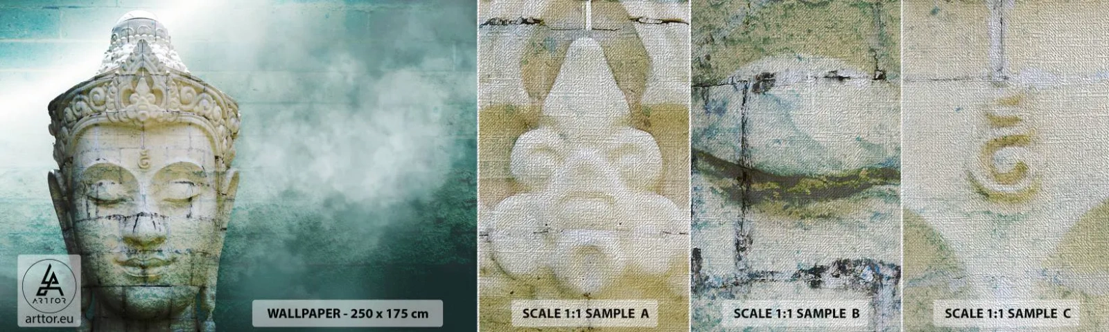 Photo Wallpaper Sample Premium Canvas - In Search of Light - Buddha, Buddha statue, Asia - 100x30 cm