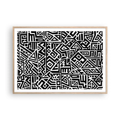 Poster in light oak frame - Precolumbian Composition - 100x70 cm