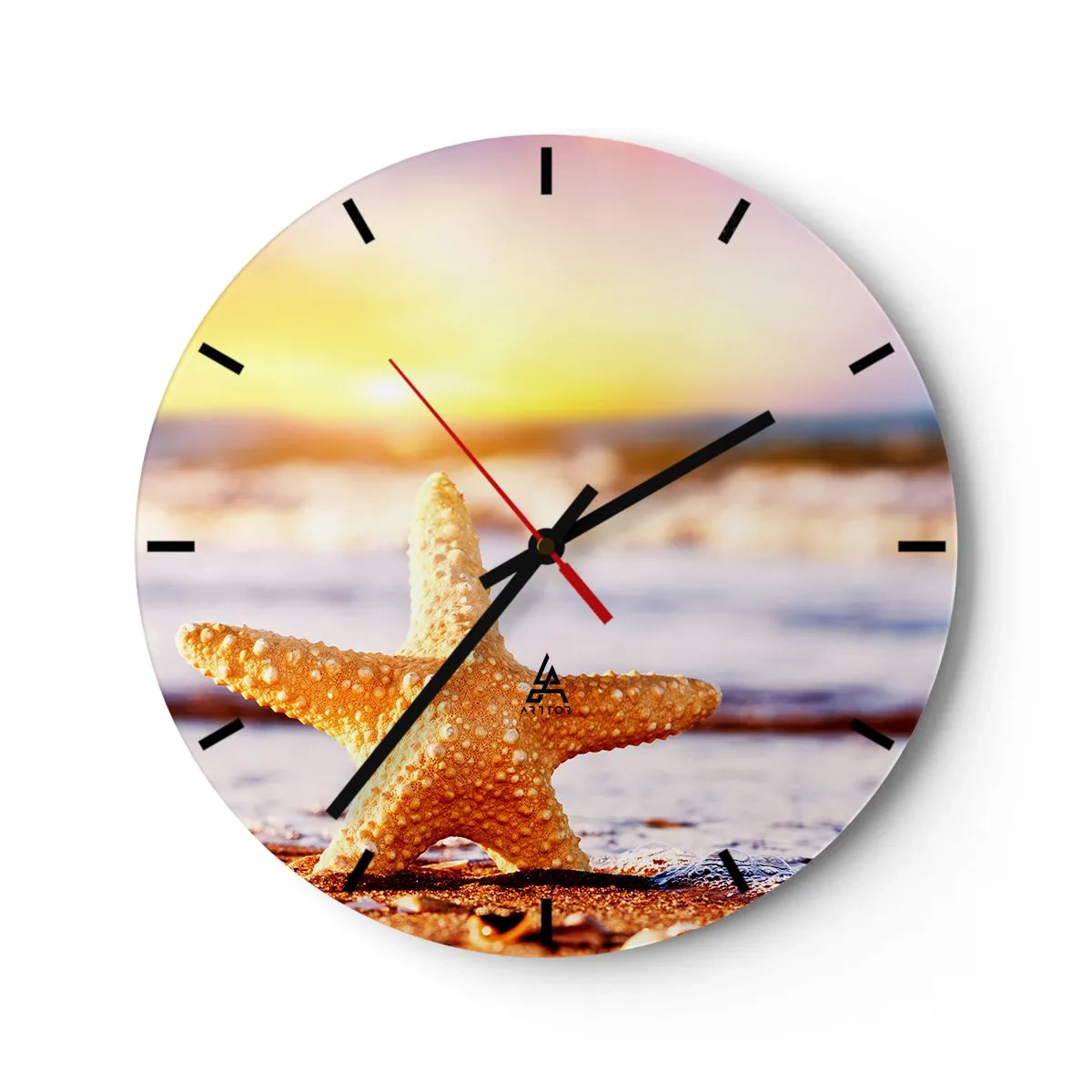 Wall clock - Clock on glass - Sea Kiss - 40x40 cm